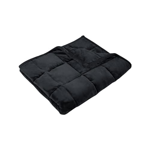 LaSyL Weighted Lap Pad 7lb for Calming & Relaxing, Flannel Fleece Small Weighted Lap Blanket for Adult, Machine Washable Black 29x24 Inches