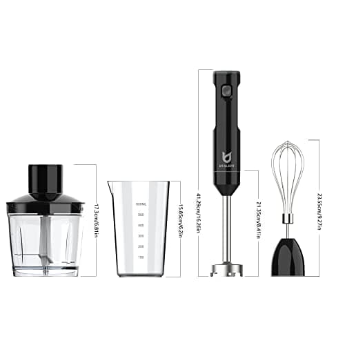 Cordless Hand Blender, UTALENT Variable Speed Immersion Blender Rechargeable, with 500ml Chopper, 600ml container, Egg Whisk, for Smoothies, Baby Food and Soups – Black 5
