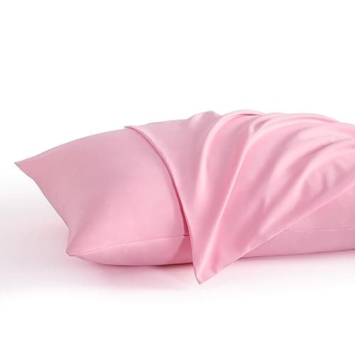 NTBAY Standard Pillow Cases Set of 2, 2 Pack Brushed Microfiber 20x26 Pillow Cases, Soft, Wrinkle, Fade, Stain Resistant Pink Pillow Cases with Envelope Closure, 20x26 Inches, Pink