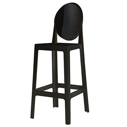 2xhome 30" Bar Height Stool | Oval Back Ghost Chair | Armless Polycarbonate Barstool with Footrest for Kitchen Island & Dining (Black)