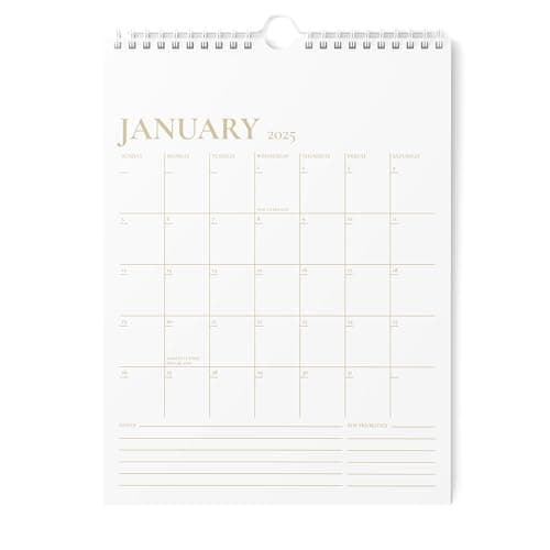 Karto Wall Calendar 2025 - Vertical 8.5x11 inch Runs Until June 2026 - Boost Your Productivity and Easy Planning with the Aesthetic Monthly Calendar - Golden