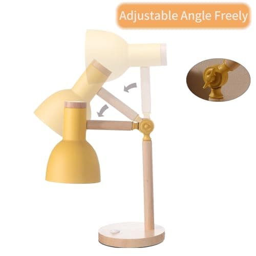 LRXJHHTY Table Lamp,Wooden Adjustable Tri-Color Desk & Bedside Lamp for Office, Living Room, Bedroom & Kids Room (Yellow) 5