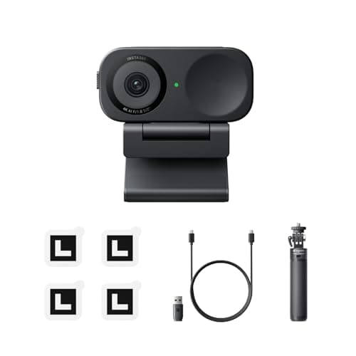 Insta360 Link 2C Tripod Bundle - 4K Webcam for PC/Mac, 1/2" Sensor, Auto Framing, HDR, AI Noise-Canceling Mic, Gesture Control for Streaming, Video Calls, Gaming, Works with Zoom, Teams, Twitch & More