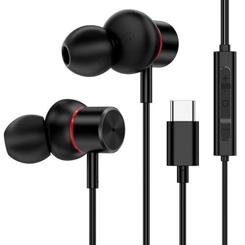 USB C Wired Headphones,【Active Noise Cancelling & One-Click ANC Toggle Button】Ear buds for iPhone 17 16 15 Pro Max USBC Earphones,Hi-Res Sound Type C Earbuds Compatible with iPhone/Android/Galaxy/iPad