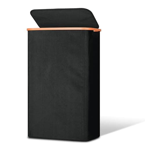 Vincona Slim Laundry Basket with Lid, Narrow Dirty Clothes Hampers for Laundry with Handle, Skinny Laundry Bin for Laundry Room, Dorm, Bedroom and Bathroom, 19.8 Gallon (75L) Black