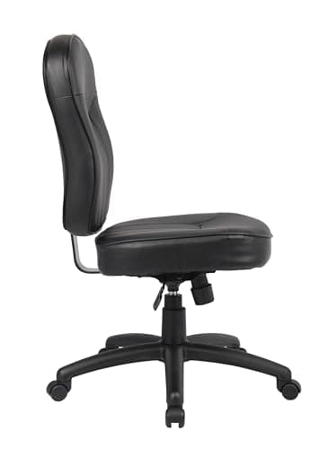 Boss Office Products Leather Adjustable Task Chair Without Arms, Black, B563 5