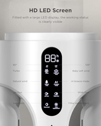 AIRMATE Air Purifier Bladeless Tower Fans, 1500CFM Large Air Volume, 45" 2-in-1 Standing Fan for Bedroom & Home, 28ft/s Velocity, 90° Oscillation, 24H Timer, Low Noise, White 7