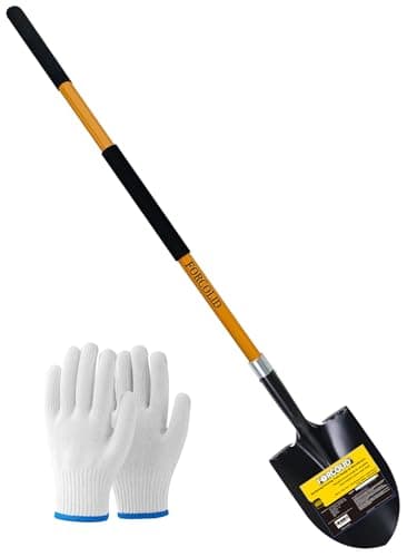 FORCOLID Shovel for Digging, Heavy Duty 57 inch Straight Handled Round Shovel with Non-Slip Tail Cover, Lawn and Yard Tools, Fiberglass Handle(Orange) 8