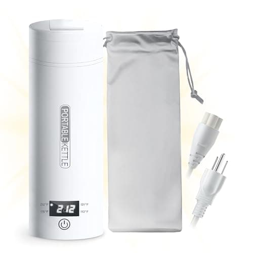 Thrive NRG Travel Electric Portable Kettle, Small Travel Kettle for Tea and Coffee - 304 Stainless Steel, 450mL Mini Hot Water Boiler with 4 Temperature Presets, LCD Display, and Auto Shut-Off