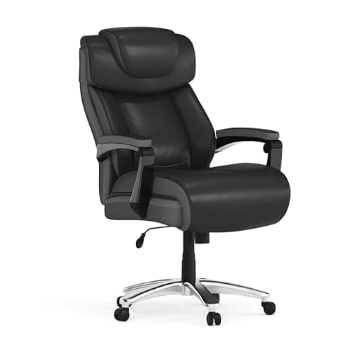 Flash Furniture Hercules Series High-Back Swivel LeatherSoft Office Chair, Ergonomic Executive Chair with Headrest and Adjustable Height, Black