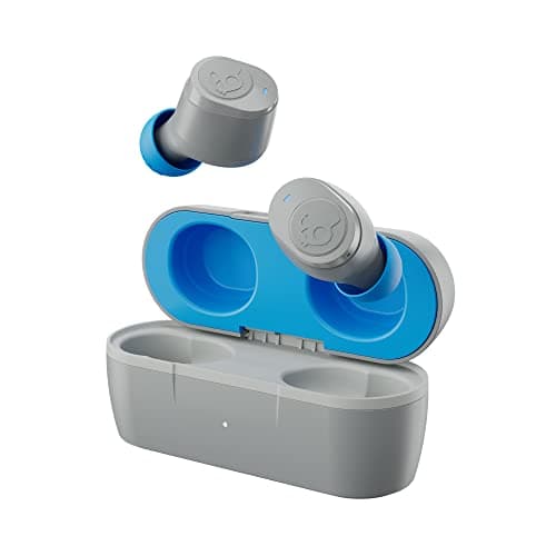 Skullcandy Jib True 2 Wireless Earbuds, Bluetooth Headphones, Up to 33 Hours Battery with Charging Case, Noise Isolating Fit, Sweat and Water Resistant, Microphone for iPhone Android - Light Grey/Blue