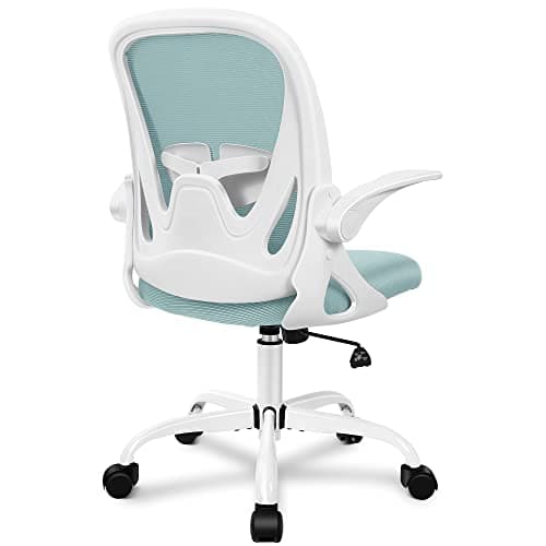 Primy Office Chair Ergonomic Desk Chair with Adjustable Lumbar Support and Height, Swivel Breathable Desk Mesh Computer Chair with Flip up Armrests for Conference Room（Light Blue）