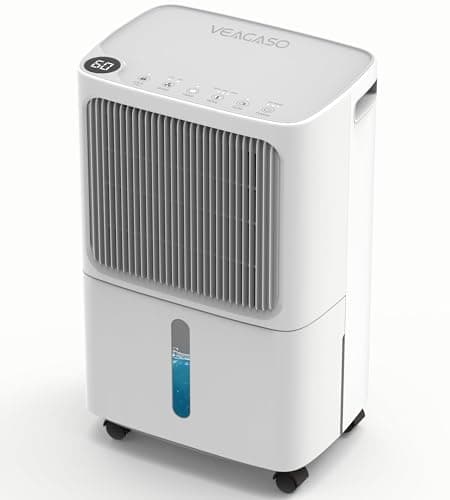 VEAGASO 2500 Sq. Ft Dehumidifier for Basement, 34 Pint Dehumidifiers For Home, Large Room, Auto Drain or Manual Drainage, Digital Control Panel, Auto Defrost, 24H Timer