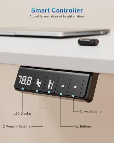 Xyndyx Small Height Adjustable Electric Standing Desk, 31.5" x 23.6" Sit Stand up Desk with Splice Board, Ergonomic Rising Computer Home Office Desk Table with Memory Preset, White Frame/White Top 7