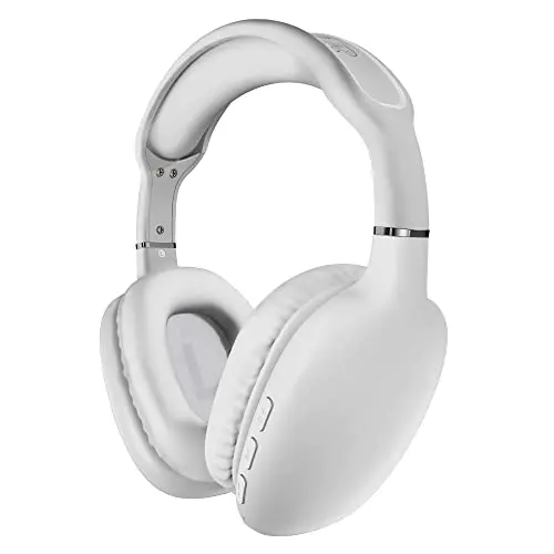 HyperGear Wireless Headphones Bluetooth White- Noise Isolation Headphones Wireless Over The Ear Head Phones, Gym Headset Built-in Mic Controls Square Foam Cups Foldable Headphone for Women and Men