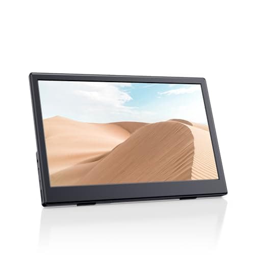 PONKLOIE Portable Monitor with Stand, 11.6" HDMI USB-C IPS External Monitor Small, Built-in Dual Speakers Gaming for Laptop PC, Black