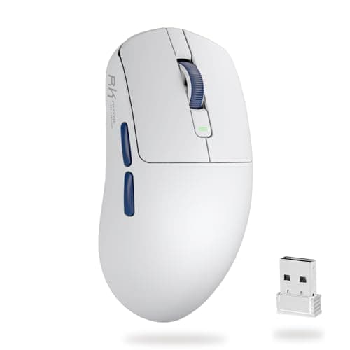 RK ROYAL KLUDGE RK M30 Wireless Gaming Mouse, 24000 DPI, 43g Ultra-Lightweight, PAW3311 Sensor, 2.4G/Bluetooth/USB-C Rechargeable Wireless Mouse with 5 Programmable Buttons for PC/Mac, White
