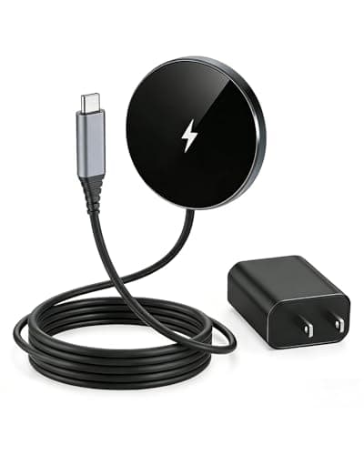 NANAMI Magnetic Wireless Charger Pad with 20W PD Adapter,for MagSafe iPhone 17/16/15/14/13/12 Series & AirPods 3/2/Pro 2,Non-Slip Base & Strong Magnetic Alignment for Desk and Office Use(Black)