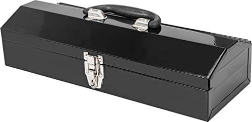 Torin ATB102B 16" Hip Roof Style Portable Steel Tool Box with Metal Latch Closure, Black