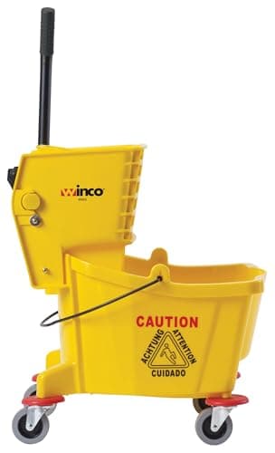 Winco Commercial Mop Bucket on Wheels, 26 Quart, Yellow 2