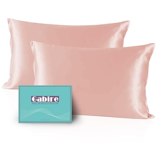 Gabire Mulberry Silk Pillow Cases Set of 2, Both Sides Real Silk Pillowcase for Hair and Skin Prevent Acne Organic Silk Pillow Cases 2 Pack with Hidden Zipper, Coral Pink, Standard (20"×26")