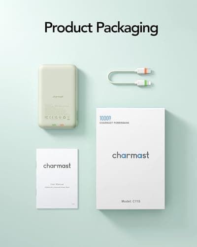 charmast 10000mAh Wired Portable Charger, 20W Fast Charging Slim Power Bank with Removable Cable for iPhone & Android, Hand-Free Battery Pack with Digital Display for Short Travel (No-Wireless) 8