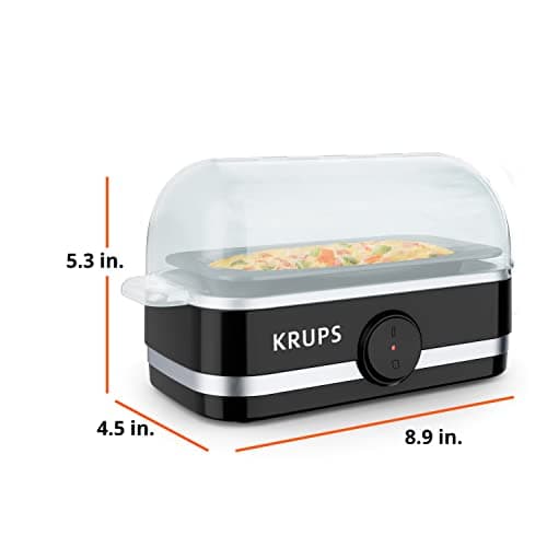 KRUPS: Simply Electric Plastic and Stainless Steel Egg Cooker 6 Eggs 400 Watts Hard, Medium, and Soft Boiled, Poached, Scrambled, Omelets, Rapid Cook Black 7