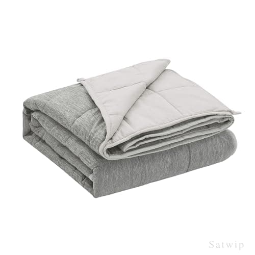 Satwip Weighted Blanket 10 lb Twin Size, Cooling Weighted Blanket for Hot Sleepers, Cool Moire Jersey with Soft Breathable Sanded, 48 x 72 inches 10 Pounds, Grey
