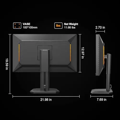 INNOCN 24.5" 2K QHD 2560 x 1440P 240Hz Monitor, Gaming Console Ready, Mini-LED Precisely Local Dimming, Monitor for Mac, HDMI 2.1, DP 1.4, Height Pivot Adjustable Stand, Black - 25M2S 9