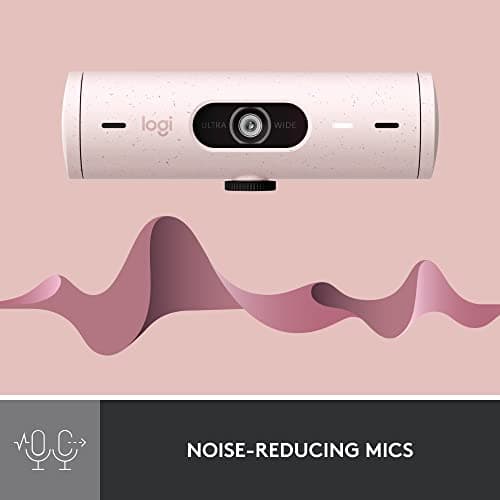 Logitech Brio 500 Full HD 1080p Webcam with Auto Light Correction, Dual Noise Reduction Mics, Privacy Cover, Works with Teams, Meet, Zoom - Rose 5