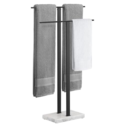 KES Standing Towel Rack, 2-Tier Towel Racks for Bathroom Freestanding with Marble Base, Upgrade Steady Design, SUS304 Stainless Steel Matte Black, BTH217-BK