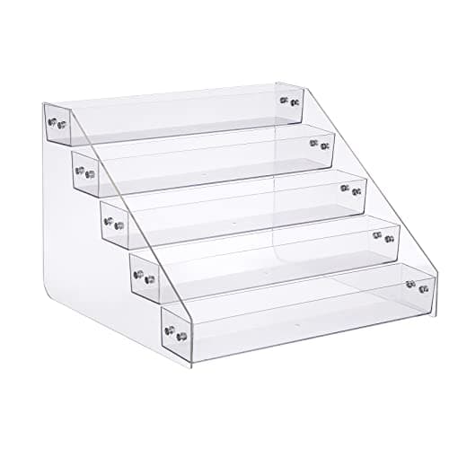 Kihor Tiered Spice Rack Acrylic, Spice Rack Shelf Seasoning Organizer for Countertop, Cabinet, Pantry, Kitchen Storage - 5 Tier