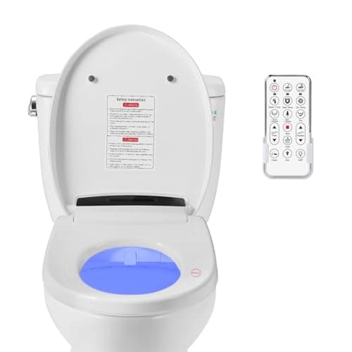 EavAire Electric Smart Toilet Seat Bidet with Slow Close Lid Cover, Instant Heated Seat, LCD, Adjustable Water Pressure & Temperature, Dual Positions, Self-Cleaning Nozzle, Night Light- Round 7
