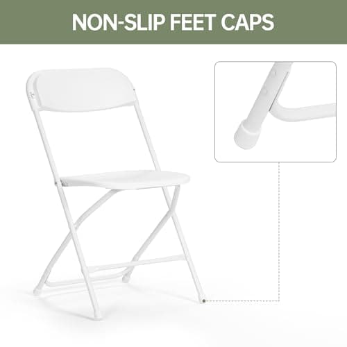Winlice 10 PCS Plastic Folding Chair, Portable Commercial Chair, 450 LB Capacity Premium Plastic Folding Chairs, Folding Chair for Wedding Party Outdoor Indoor, Stackable Folding Chairs White 6