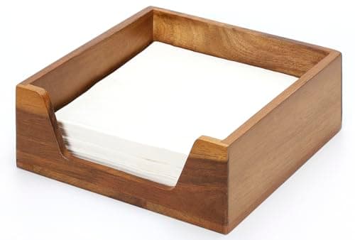 Napkin Holder for Table, Wooden Napkin Dispenser with Side Large Opening for Paper Napkins, Farmhouse Style Square Napkin Holder, Home Kitchen Dining Tabletop Decor