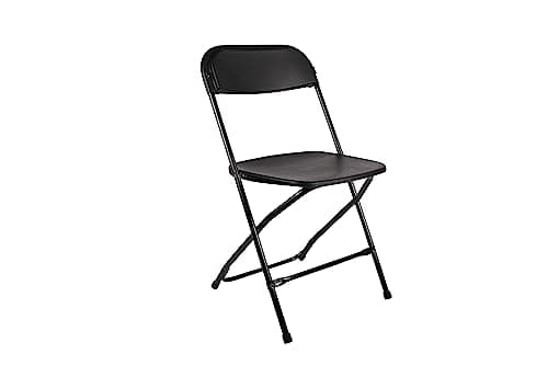 BTEXPERT Black Plastic Folding Chair Steel Frame Commercial High Weight 650lb Capacity Event Chair Lightweight Set for Office Wedding Party Picnic Kitchen Dining Church School