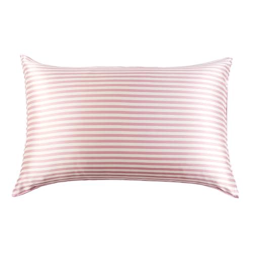 THXSILK Mulberry Silk Pillowcase for Hair and Skin Health, Grade 6A+ Mulberry Silk Pillowcase with Hidden Zipper, Soft and Breathable, 1pc (Standard 20"x26", Pink White Stripes)