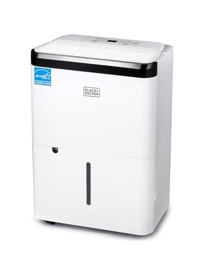 BLACK+DECKER 1000 Sq. Ft. Dehumidifier for Home, Bedroom and Basement, Up To 9 Pints Per Day, ENERGY STAR Certified, 3.3-Pint Bucket, LED Display, Auto Defrost & Restart, BDT08TW, White