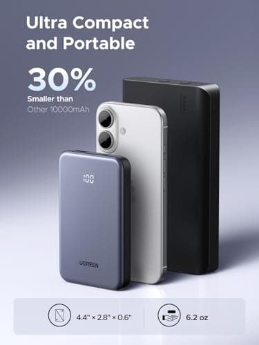 UGREEN Power Bank 10,000mAh 22.5W, Compact Portable Charger USB-C PD3.0 Travel Fast Charging Battery Pack with Digital Display for iPhone 17/16/15/14/13/12 Pro Max, Galaxy S25/S24 Ultra 2