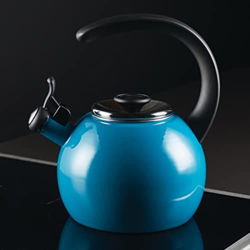 Circulon Enamel on Steel Whistling Teakettle/Teapot With Flip-Up Spout, 2 Quart - Turquoise Blue 7