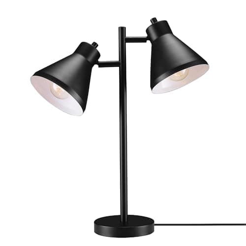 Globe Electric 18" 2-Light Desk Lamp, Industrial Design, Pivoting Heads, Matte Black Finish, Dual On/Off Switches, E26 Base, 52999 5