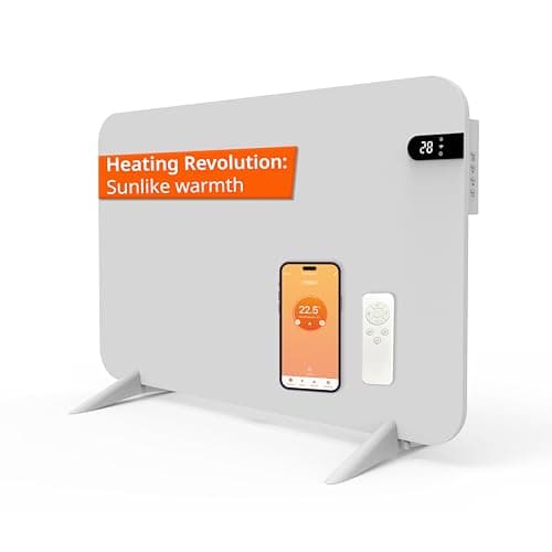 Könighaus 450W Smart Dual Space Heater – Wall heater and mobile use – WiFi App Control & Remote – Includes Towel Rack, Stand Feet & Mounting Kit – Color: White