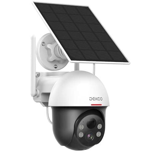DEKCO Solar Security Camera Outdoor Wireless, Battery Powered, Panoramic Pan Tilt Zoom, Auto Motion Tracking, True 2K, Color Night Vision, Spotlight, 2-Way Talk