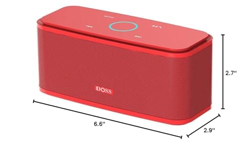 DOSS SoundBox Touch Wireless Bluetooth Speaker-12W HD Sound with Rich Bass, IPX5 Waterproof, 20H Playtime, Handsfree, for Gatherings, Home, Office, Outdoor, Travel-Red 10