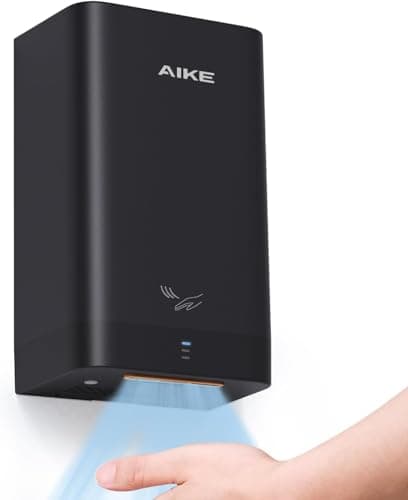 AIKE Compact Hand Dryer for Home Bathroom, Cover ABS Polycarbonate Design, 110V Black Model AK2822
