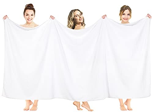 American Soft Linen 100% Cotton 600 GSM Turkish 40x80 Oversized Bath Towel Sheet, Extra Large Adult Towels for Bathroom, White Bath Sheet