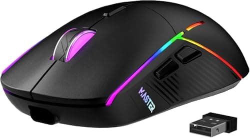 FFJ Wireless Gaming Mouse, 24000 DPI, Tri-Mode 2.4G/USB-C/Bluetooth 5.3 Gaming Mouse Wireless, RGB Programmable Mouse Gamer, 75Hrs Battery Life, Rechargeable Gaming Mice for PC, Mac, Black