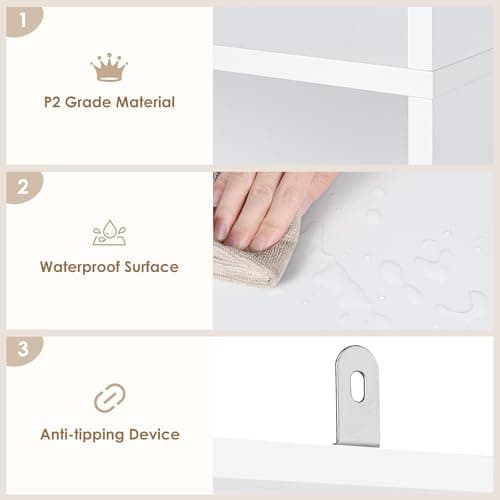 FOTOSOK 6-Tier Open Bookcase and Bookshelf, Freestanding Display Storage Shelves Tall Bookcase for Bedroom, Living Room and Office, White 8