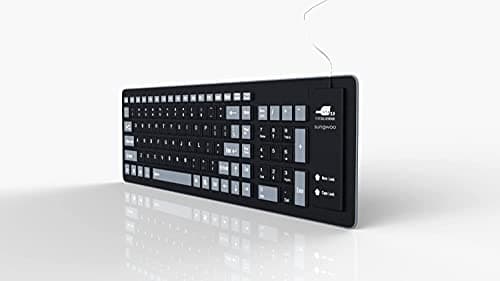 sungwoo Foldable Silicone Keyboard USB Wired Waterproof Rollup Keyboard for PC Notebook Laptop (Black+Grey) 7