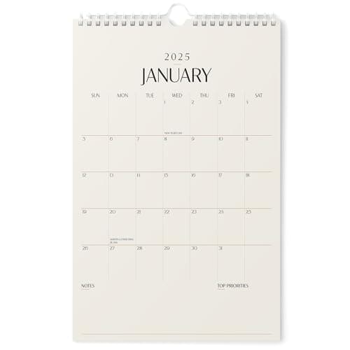 Karto Wall Calendar 2025 - Vertical 11x17 inch Runs Until June 2026 - Boost Your Productivity and Easy Planning with the Aesthetic Monthly Calendar - Beige